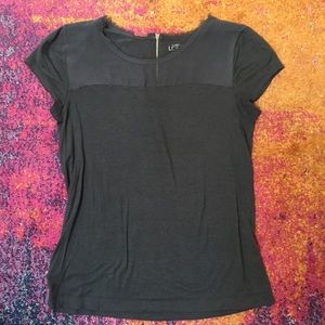 LOFT gray sheer zippered top